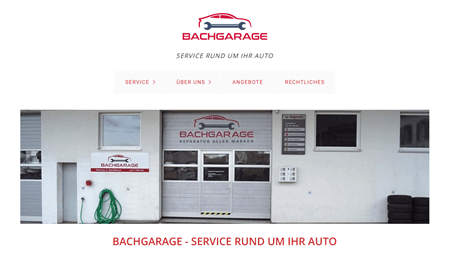 BACHGARAGE ReDesign der Webseite www.bachgarage-auto.ch Erstellt mit Zeta Producer