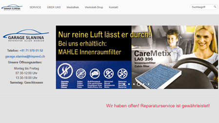 Referenz Webseite Garage Slanina